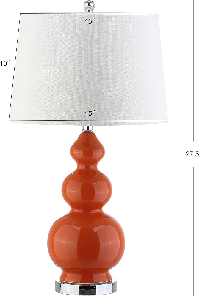 JONATHAN Y JYL4023A Bowen 27.5" Ceramic LED Table Lamp Contemporary Transitional Bedside Desk Nightstand Lamp for Bedroom Living Room Office College Bookcase LED Bulb Included, Coral