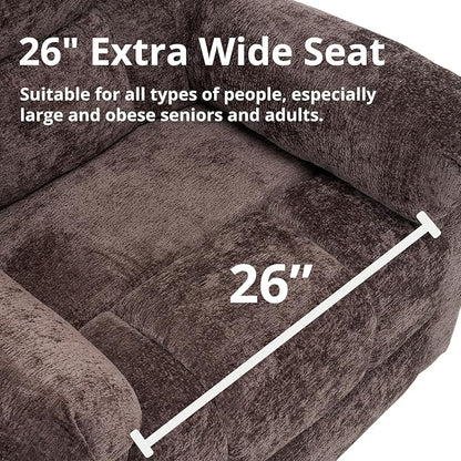 Oversized Power Lift Recliner Chair for Elderly, Electric Lift Chair with Masssage and Heat, Overstuffed Power Recliner for Adults, 3 Positions,USB Ports, Side Pockets, Coffee
