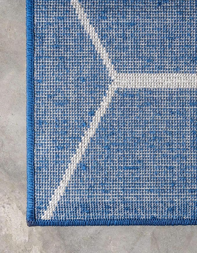 Unique Loom Trellis Frieze Collection Area Rug - Geometric (6' Square, Navy Blue/ Ivory)