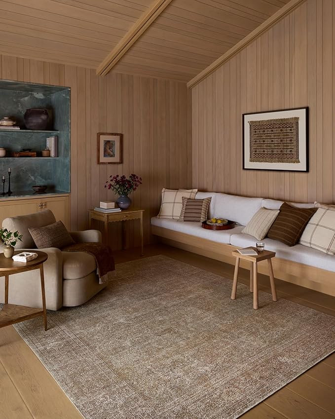 Loloi Amber Lewis Cambria Collection CBR-06 Multi/Natural 7'-6" x 9'-6" Area Rug Jute, Neutral, Vintage Style, Antique Tone, Living, Bedroom, Dining, Carpet