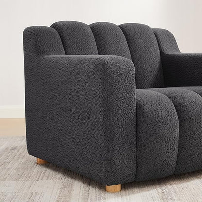VANOMi Oversized Accent Chair, Modern Living Room Chairs, Comfy Boucle Fabric Upholstered Armchair for Bedroom, Office, Waiting Room (Dark Gray)
