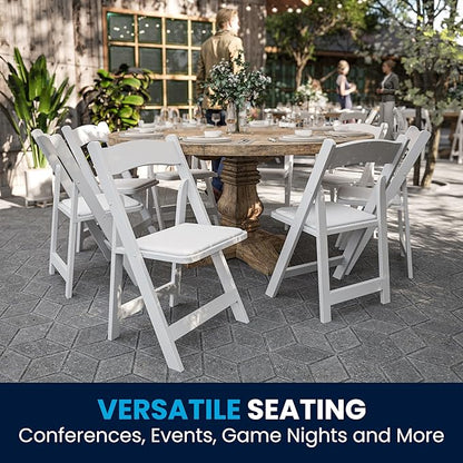Flash Furniture HERCULES Series White Wood Folding Chair with Vinyl Padded Seat