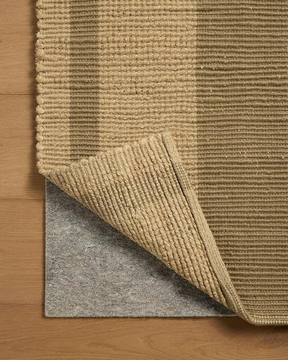 Loloi Leanne Ford Weatherstaff Collection WTS-03 Natural/Olive 2'-6" x 7'-6" Runner Rug Jute, Striped, Neutral, Hallway, Kitchen, Mudroom, and Bathroom