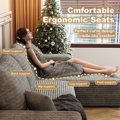 108" Sectional Couches for Living Room Modern Modular Sofa with L-Shape Couchs Upholstered Boneless Couch Deep Seat Sectional Couch with Chaise (Camel, Right Facing Chaise+2Seaters)