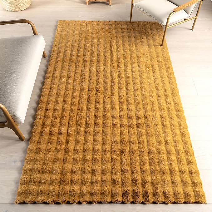 nuLOOM Jeni Checkered 3'9" x 6' Machine Washable Area Rug for Living Room Bedroom Dining Room Kitchen, Gold