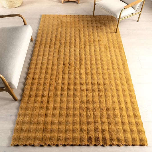 nuLOOM Jeni Checkered 3'9" x 6' Machine Washable Area Rug for Living Room Bedroom Dining Room Kitchen, Gold