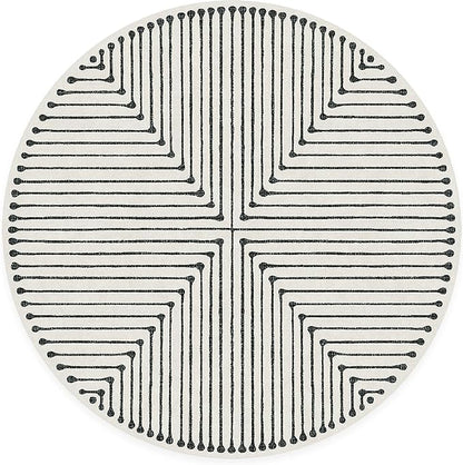 RUGGABLE x Jonathan Adler Machine Washable Area Rug – Inkdrop Black & Ivory 6 ft Round, Stain-Resistant, Non-Slip – Medium Rugs for Living Room, Bedroom, Hallway, Entryway & Office–with Standard Pad