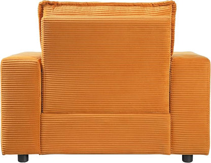 Christopher Knight Home Zoe Oversized Chaise Lounge Chair Indoor with Cup Holders & USB Charging Port, Corduroy Upholstered Sofa Bed + Ottoman with Storage, Comfy Deep Seat Sleeper Sofa Chair, Yellow
