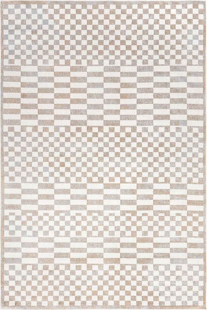 nuLOOM Nikita Faded Geometric Machine Washable Area Rug - 10x14 Machine Washable Area Rug Traditional Beige/Ivory Rugs for Living Room Bedroom Dining Room Kitchen