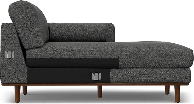 SIMPLIHOME Morrison Right Sectional Sofa in Woven-Blend Recycled Polyester Fabric, Charcoal Grey, 102-inches Wide, L-Shaped Couch with Right Chaise for the Living Room and Family Room