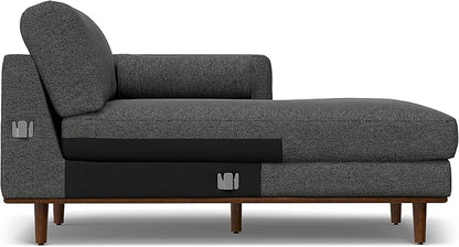 SIMPLIHOME Morrison Right Sectional Sofa in Woven-Blend Recycled Polyester Fabric, Charcoal Grey, 102-inches Wide, L-Shaped Couch with Right Chaise for the Living Room and Family Room