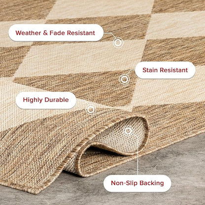 nuLOOM Outdoor Performance Collection Sabina Brown/Ivory, 8' x 10', Soft and Cozy, High Traffic, Stain Resistant, Easy Clean, Durable Area Rug for Indoor/Outdoor Patio, Deck, Porch, Garden, Courtyard