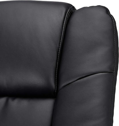 JC Home Argus Swivel Recliner with Ottoman, PU Leather & Wood Base Reclining Chair with Footrest, Ultra-Plush Double Foam for Living Room, Bedroom and Office