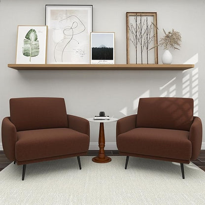 Oversized Accent Chair for Living Room Chairs Reading Arm Chair Comfy Modern Single Sofa Side Chairs with Metal Legs & Soft Cushion for Bedroom, Waiting Room (Velvet Reddish, Set of 2)