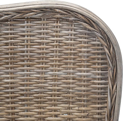 SAFAVIEH Home Collection Daejon Coastal Rattan Legs Camelback Headboard Full Size Bed BED8001A-F, Grey/Espresso