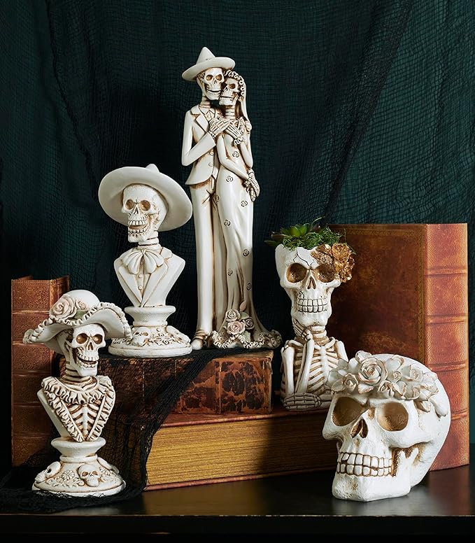 Primitives by Kathy Gentleman Seasonal Decor Skeleton Resin Figurine, Halloween Collection, Bronze Accents, Ideal Home Accent