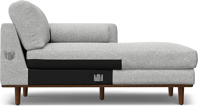 SIMPLIHOME Morrison Right Sectional Sofa in Woven-Blend Recycled Polyester Fabric, Mist Grey, 102-inches Wide, L-Shaped Couch with Right Chaise for the Living Room and Family Room