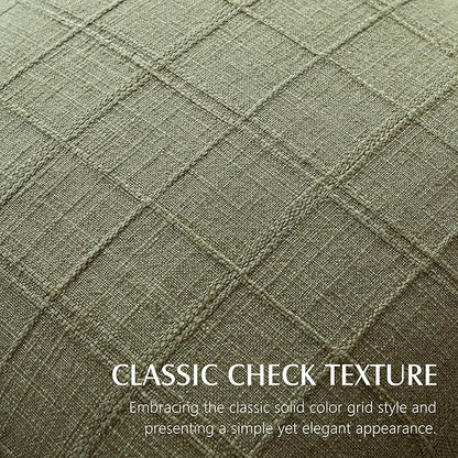 Foindtower Set of 2 Decorative Linen Check Throw Pillow Covers Neutral Farmhouse Vintage Cushion Covers Modern Boho Home Decor for Sofa Chair Couch Bedroom Living Room,26×26 Inch,Sage Green