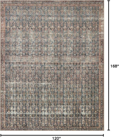 Loloi Amber Lewis Billie Collection, Ocean & Brick 10'-0" x 14'-0" Area Rug – Antique & Distressed Accent Rugs for Living Room, Bedroom, Entryway & Hallway, No Shed High Traffic Area Home Decor Rug