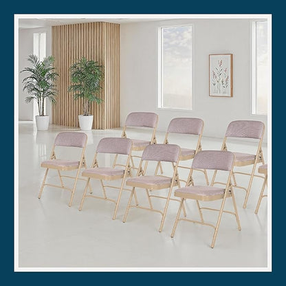 OEF Furnishings OEF2200 Series Heavy-Duty Premium Fabric Padded Upholstery Double-Hinged Folding Chairs (4-Pack, French Beige)