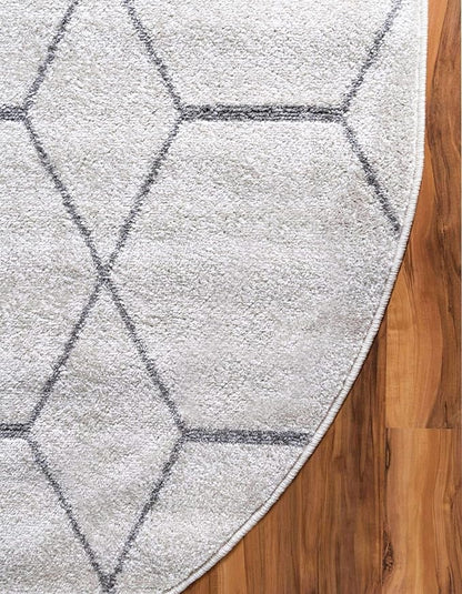 Unique Loom Trellis Frieze Collection Area Rug - Geometric (7' 10" x 10' Oval, Ivory/ Gray)