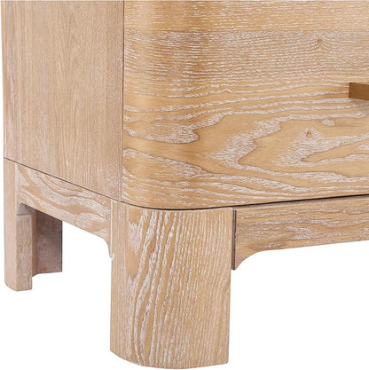 Christopher Knight Home Egbert Modern Nightstand with Drawers, Wooden Small Night Stand with Rounded Corners Design, Bedside Table/End Table for Bedroom, Multipurpose Storage Cabinet, Natural