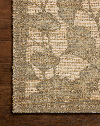 Loloi Chris Loves Julia Rue Collection RUE-02 Olive/Sage 5'-0" x 7'-6" Area Rug Jute Neutral Floral Living Room Bedroom Rug