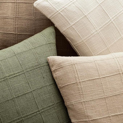 Foindtower Set of 2 Decorative Linen Check Throw Pillow Covers Neutral Farmhouse Vintage Cushion Covers Modern Boho Home Decor for Sofa Chair Couch Bedroom Living Room,26×26 Inch,Sage Green