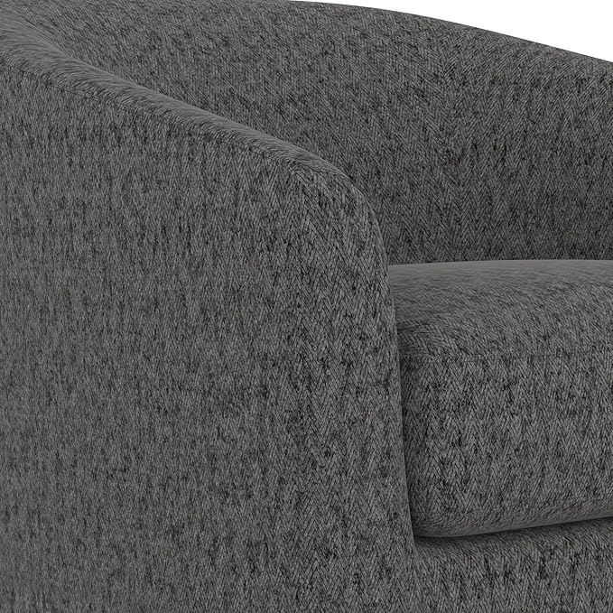 Swivel Accent Chair, Upholstered Modern Barrel-Curved Arm Chair, Velvet Fabric Comfty Sofa Reading Chair with Solid Wood Base for Living Room, Bedroom, Club, Pebble Grey