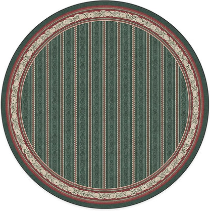 RUGGABLE x Morris & Co Machine Washable Area Rug – Fruit Stripe Spruce Green 8 ft Round, Stain-Resistant, Non-Slip – Large Rugs for Living Room, Bedroom, Hallway, Entryway & Office–with Cushioned Pad