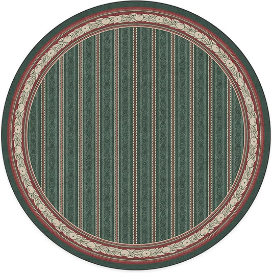RUGGABLE x Morris & Co Machine Washable Area Rug – Fruit Stripe Spruce Green 8 ft Round, Stain-Resistant, Non-Slip – Large Rugs for Living Room, Bedroom, Hallway, Entryway & Office–with Cushioned Pad