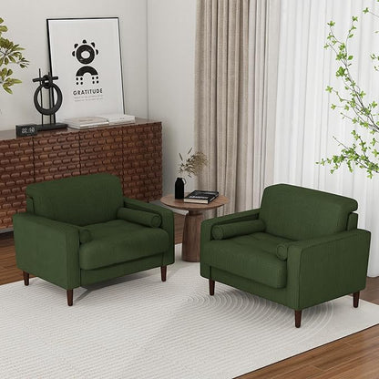 Oversized Accent Chair Set of 1, Corduroy Fabric Mid Century Modern Armchair with Large Seat for Living Room Bedroom Reading