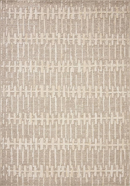 Loloi Amber Lewis Bexley Collection BEX-02 Taupe/Natural 11'-6" x 15' Area Rug Neutral, Textured, Living, Bedroom, Dining, Carpet