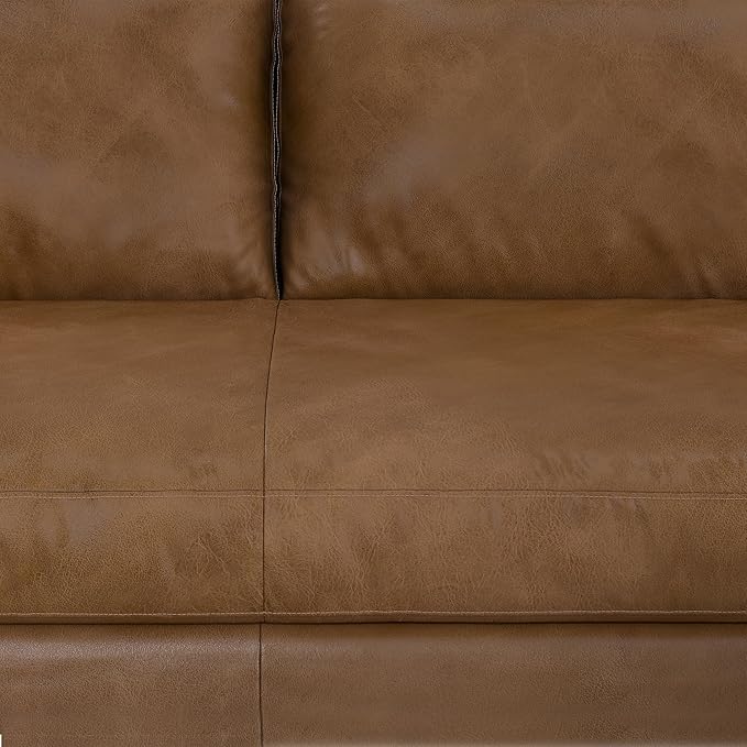 SIMPLIHOME Morrison Right Sectional Sofa in Full-Grain Genuine Leather, Caramel Brown, 102-inches Wide, L-Shaped Leather Couch with Right Chaise for the Living Room and Family Room