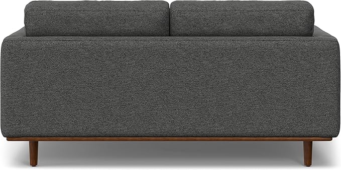 SIMPLIHOME Morrison 72-inch Wide Sofa in Charcoal Grey Woven-Blend Fabric, Handcrafted Mid-Century Modern Loveseat for Living Room or Family Room, Single Bench Cushion, Bolster Pillows