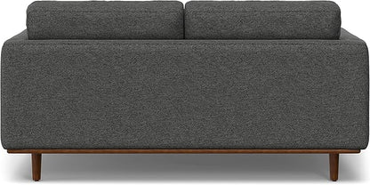 SIMPLIHOME Morrison 72-inch Wide Sofa in Charcoal Grey Woven-Blend Fabric, Handcrafted Mid-Century Modern Loveseat for Living Room or Family Room, Single Bench Cushion, Bolster Pillows