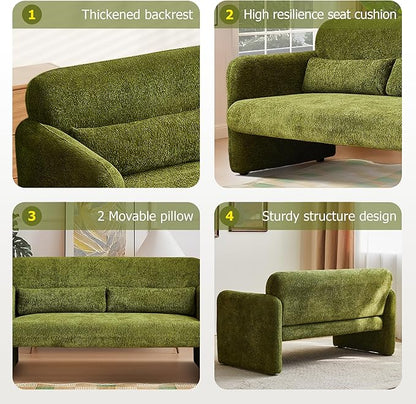 59" W Upgrade Lambswool Fabric Loveseat Sofa, Modern Love seat Couch, Solid and Easy to Install, Upholstered 2-Seater Couch for Bedroom, Apartment, Living Room