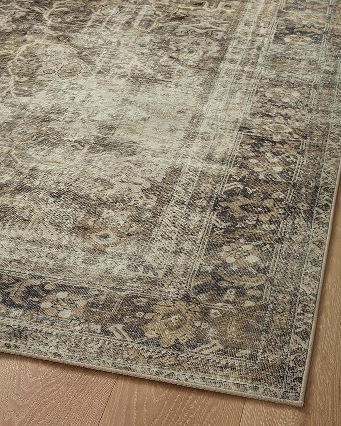 Loloi Magnolia Home by Joanna Gaines Sinclair Collection SIN-01 Pebble/Taupe 2'-3" x 3'-9", .25" Pile Height, Machine Washable, Accent Rug