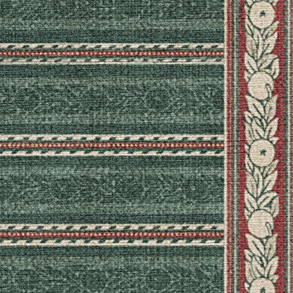 RUGGABLE x Morris & Co Machine Washable Area Rug – Fruit Stripe Spruce Green 8x10, Stain-Resistant, Non-Slip – Large Rugs for Living Room, Bedroom, Hallway, Entryway & Office–with Cushioned Pad