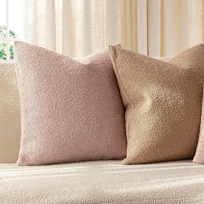 Foindtower Set of 2, Decorative Textured Boucle Throw Pillow Covers Accent Solid Pillow Cases Neutral Soft Cozy Couch Cushion Case for Chair Sofa Bedroom Living Room Home Decor 20 x 20 Inch Light Pink