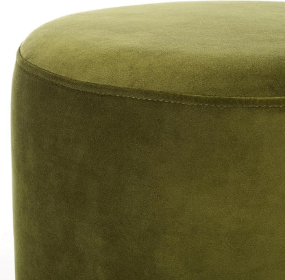 SAFAVIEH Couture Collection Elsworth Olive Green Velvet/Brass Ottoman Foot Stool (Fully Assembled)