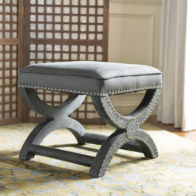Safavieh MCR4645 Mystic Upholstered Ottoman Color: Cream