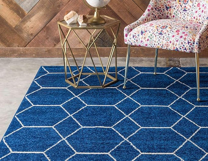 Unique Loom Trellis Frieze Collection Area Rug - Geometric (10' x 14' 1" Rectangle Navy Blue/Ivory)