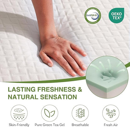 EGOHOME Twin Size Memory Foam Mattress, 12 Inch Bed Mattress in a Box with Cooling Green Tea Gel, Relieve Pressure with Medium Support, CertiPUR-US Certified, 75''L x 38''W, White