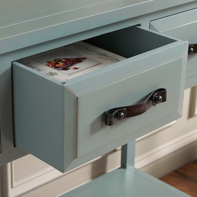 Safavieh Home Collection Aiden Barn Blue 3-Drawer Bottom Shelf Console Table