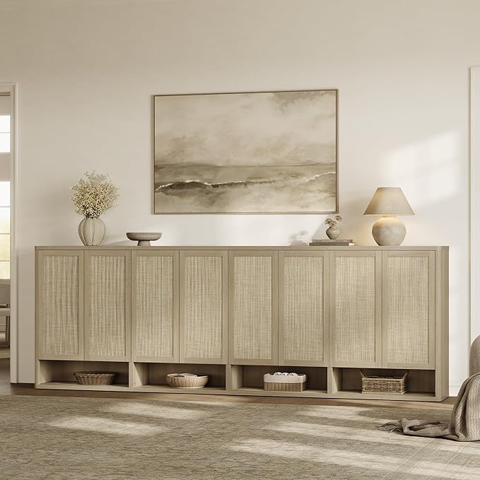 SICOTAS Rattan Shoe Storage Cabinet - Modular Shoe Cabinets with Door Tall Large Shoe Cabinet Storage for Entryway - 31.2" Wide Modular Cabinet for Hallway, Living Room
