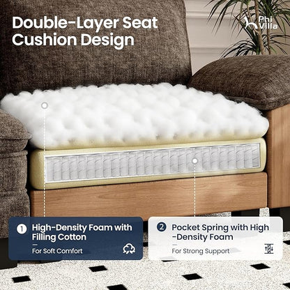 PHI VILLA Cloud Modular Couches Sets, 2 Pieces Sectional Loveseat Sofa Set, 4-Seater Comfy Couch for Living Room Apartment, Chenille Fabric, Taupe