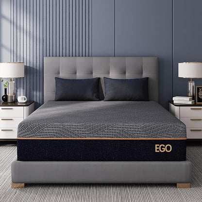 EGOHOME 12 Inch Twin XL Memory Foam Mattress for Back Pain, Cooling Copper Gel Bed in a Box, Foam Made in USA, CertiPUR-US Certified, Therapeutic Medium Firm, Daybed 38x80x12 Black
