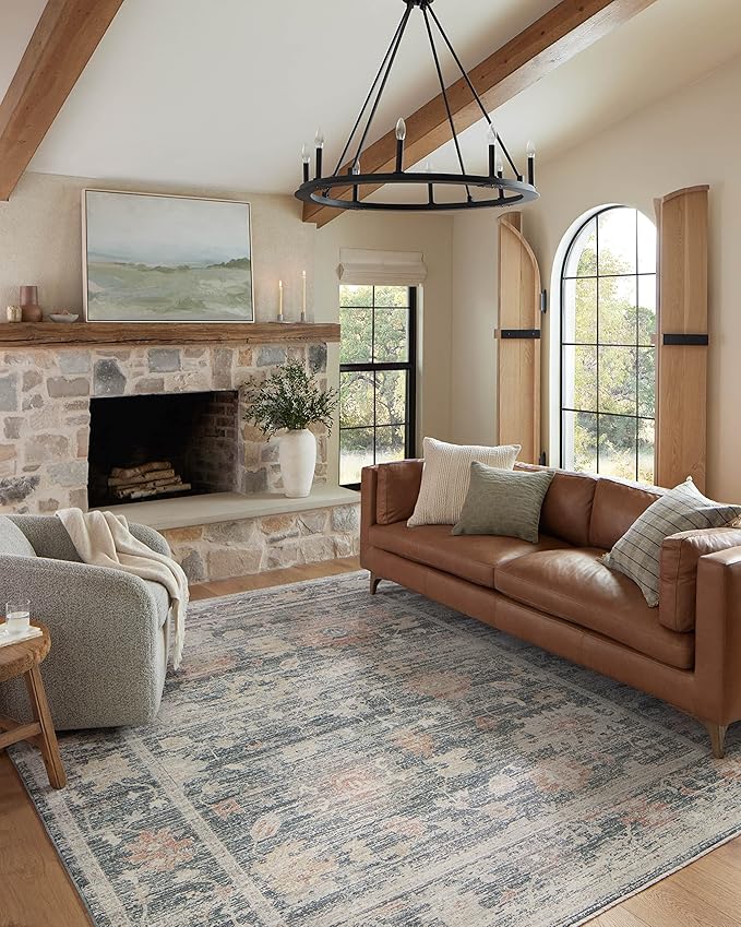 Loloi Magnolia Home by Joanna Gaines Millie Collection MIE-01 Blue/Multi 2'-7" x 10'-0", .25" Pile Height, Runner Rug