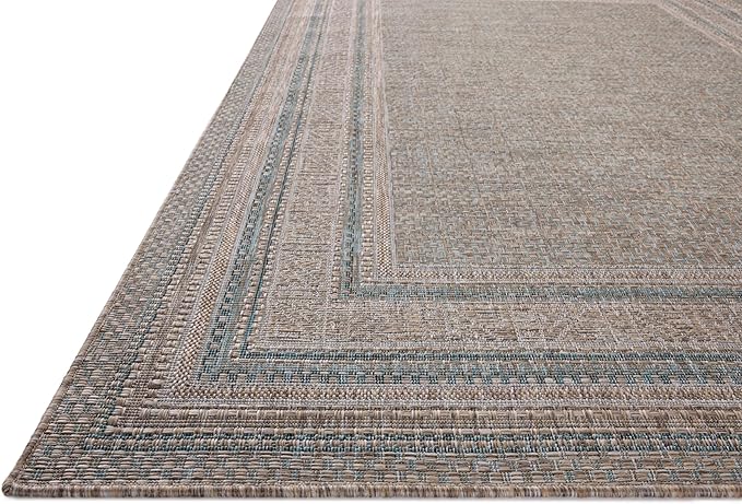Loloi Amber Lewis Topanga Collection TOP-05 Natural/Teal 3'-11" x 5'-11" Indoor/Outdoor Accent Rug